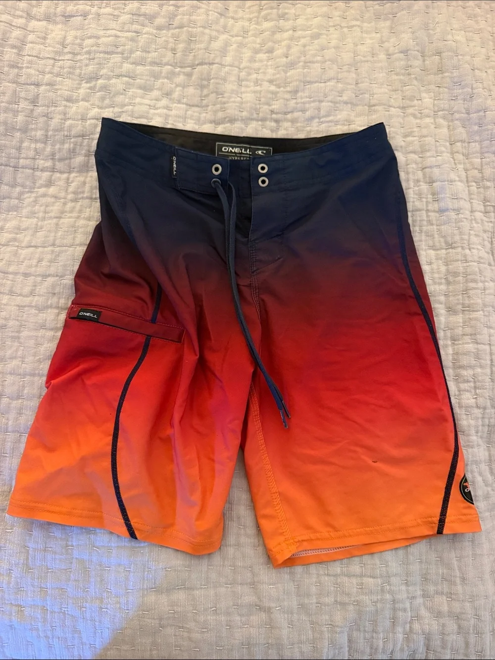 O'Neill Boys Gradient Swim Trunks in Navy, Red & Orange